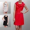 A to Z Women's Cowlneck Belted Knee-lenth Dress