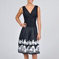 SL Fashions Women's Black Embroidered Party Dress