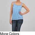 Simply Irresistible Women's Crochet Trim Henley Sleeveless Top