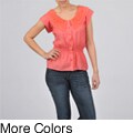 Simply Irresistible Women's Button Front Lace Trim Peplum Top