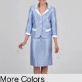 Signature by Larry Levine Women's Contrasting Iridescent Shimmer Skirt Suit