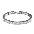 Inox Stainless Steel Princess-cut Cubic Zirconia Tennis Bracelet