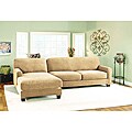 Sure Fit Pique Cream Sectional with Left-hand Chase Slipcover