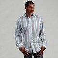 Thomas Dean Men's Blue Striped Woven Shirt
