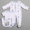 Vitamins Baby Newborn Boy's Animal Band 3-piece Footed Coverall Set