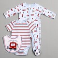 Vitamins Baby Newborn Boys 'Chief Fire Dog' 3-piece Footed Coverall Set