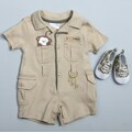 Vitamins Baby Newborn Boy's Khaki Romper and Shoe Set