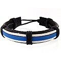 Handmade Black, Blue and White Leather Cuff Wristband