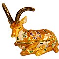 Cristiani Antelope Gold-plated Pewter Crystal Trinket Box
