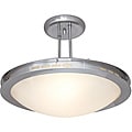 Eros Brushed Steel Opal Glass Semi-flush Light