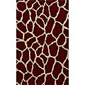 Power-Loomed Giraffe Burgundy Rug (3' x 5' )