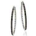 DB Designs Sterling Silver Black Diamond Accent In And Out Oval Hoop Earrings