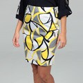 Evan Picone Women's Bright Yellow Abstract Skirt