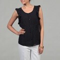 Evan Picone Women's Navy Polka Dot Top
