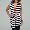 Evan Picone Women's Dark Blue Navy Striped Shawl Vest