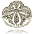 Sterling Silver Diamond Accent Flower Ring