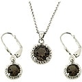 Sterling Silver Smokey Quartz and Diamond Accent Jewelry Set