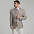 Calvin Klein Men's Tan Windowpane Wool/Silk Blend Sports Coat