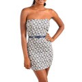 Stanzino Women's Navy Ivory Belted Tube Dress
