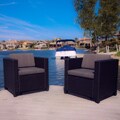 Oasis Wicker Grey Striped Cushion Club Chairs (Set of 2)