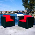 Oasis Wicker Red Cushion Club Chairs (Set of 2)