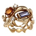 14k Gold Topaz, Amethyst and 1/3ct TDW Diamond Estate Ring (I-J, SI1-SI2)