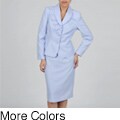 J Rose Women's Plus-size Two-piece Eyelet Ruffle Skirt Suit