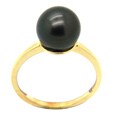 D'sire 10k Yellow Gold Black Tahitian Pearl Ring (9-10 mm)