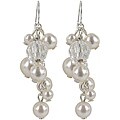 Roman Silvertone Cream Faux Pearl Cluster Dangle Earrings