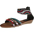 Refresh by Beston Women's 'Tokyo-03' Pewter Beaded Sandals