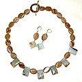 Susen Foster Goldplated 'Fragrant Forest' Jasper Necklace and Earring Set