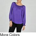 Annalee and Hope Women's Hammered Satin Peasant Top