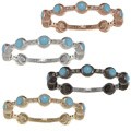 14k Gold Diamond Accent and Light Blue Enamel Stackable Band