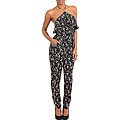 Stanzino Women's Black Floral Halter Jumpsuit