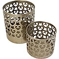 Set of 2 Hand Beaten Iron Votive Candle Holders (India)