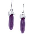 Crystale Silvertone Genuine Amethyst Oval Disc Earrings