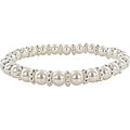 Roman Silvertone Rondelle Cream Faux Pearl Stretch Bracelet