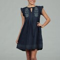Angie Junior's Navy Embroidered Empire Dress