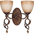Trellio Vanity and Wall 2-light Autumn Gold Finish with Toffee Crunch Glass