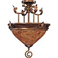 Marmount Semi-flush Dome 2-light Antique Gold Finish with Art Nouveau Glass