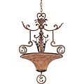 Marmount Pendant 3-light Antique Gold Finish with Art Nouveau Glass