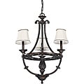 Pickford Chandelier 3-light Distressed Bronze Finish with Natural Linen Shades
