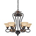 Francesca Chandelier 6-light Rustic Bronze Finish with Tangerine Peel Glass