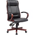 Comfort Products Affinity Ergonomic Executive High Back Faux Leather Chair with Wood Trim