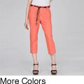 Larry Levine Women's Belted Cropped Pants