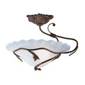 Transitional 1-light Antique Iron Semi Flush Fixture