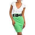 Stanzino Women's Lime/ White Belted Dress
