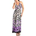 Stanzino Women's Ivory Lavender Floral Plus-size Long Empire Dress