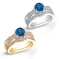 14k Gold 3/4ct TDW Blue and White Diamond Bridal Ring Set (G-H, SI2)