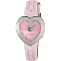 Chronotech Children's Pink Leather Heart-shaped Rhinestone Watch